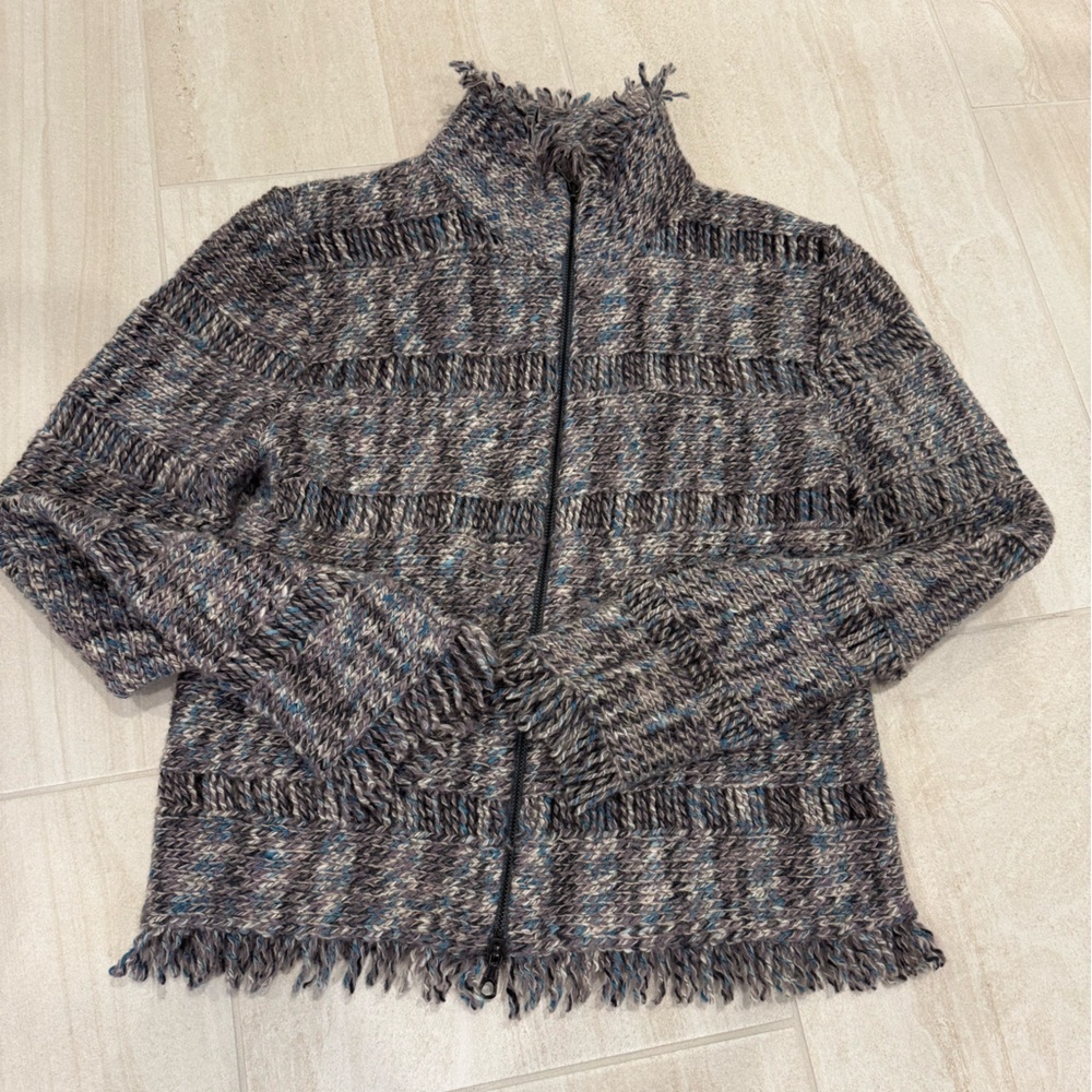 Emporio Armani Black and Gray Knit Cardigan